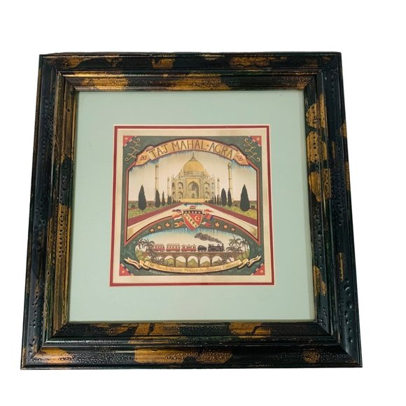 VTG Taj Mahal India Art Print By Richard Henson 16'x16" Framed Railway Wall Art - Picture 1 of 7